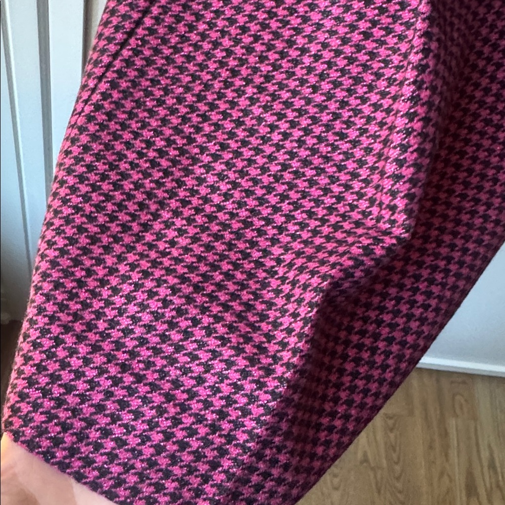 L'AGENCE Magenta Houndstooth Wide-Leg Pants - Picture 6 of 9